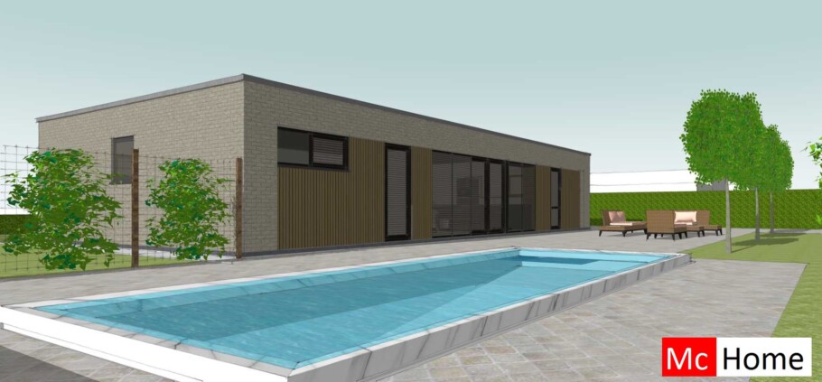 McHome B 198 bungalow plat dak type met 3 slaapkamers staalframebouw Nederland