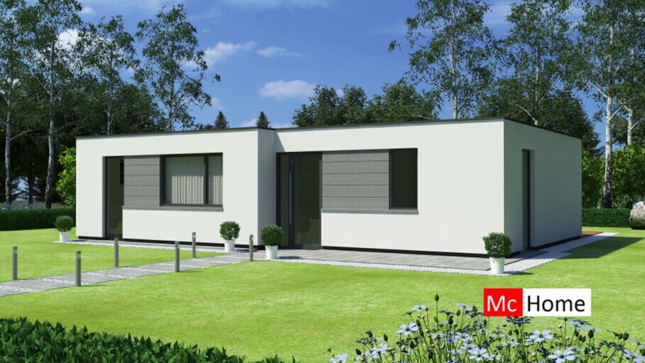 McHome B154 vrijstaande bungalow met plat dak 2 slaapkamers Steelframebouw Nederland
