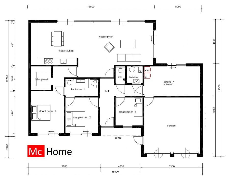 McHome B169 levensloopbestendige woningen met plat dak van ATLANTA MBS staalframebouw 