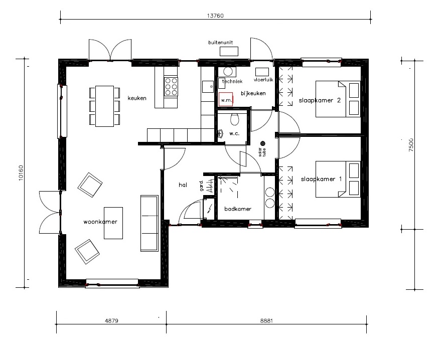 McHome B180 bungalow plat dak levensloopbestendig energieneutraal onderhoudsarm McHome B180 bungalow plat dak levensloopbestendig energieneutraal onderhoudsarm