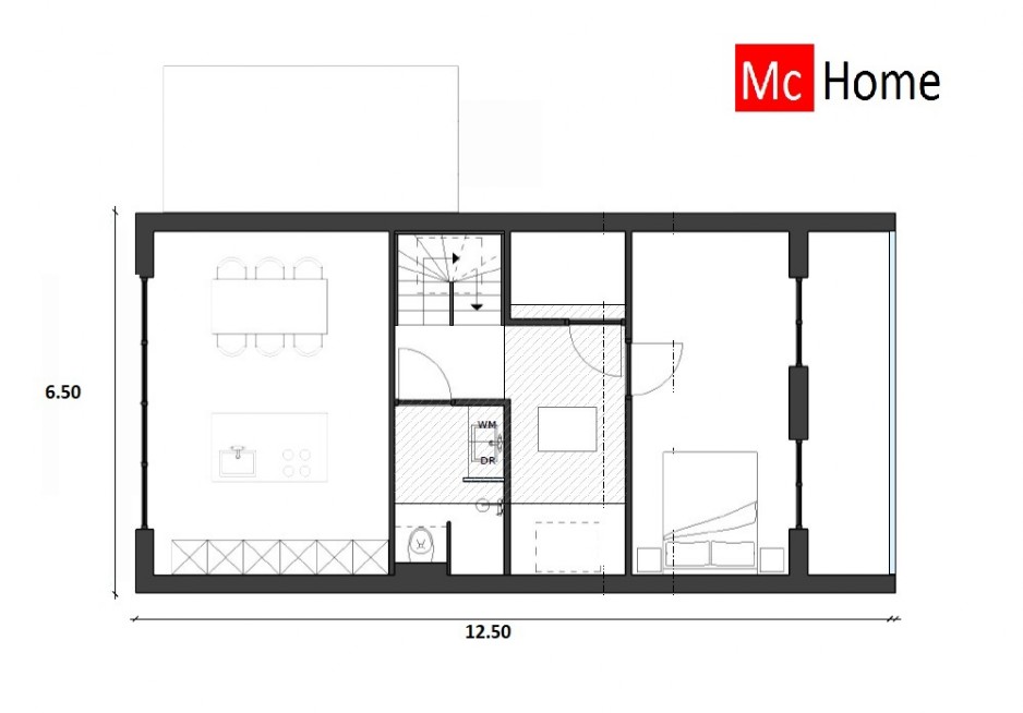 McHome K 122 schuurwoning ontwerp en plattegrond ATLANTA staalframebouw 