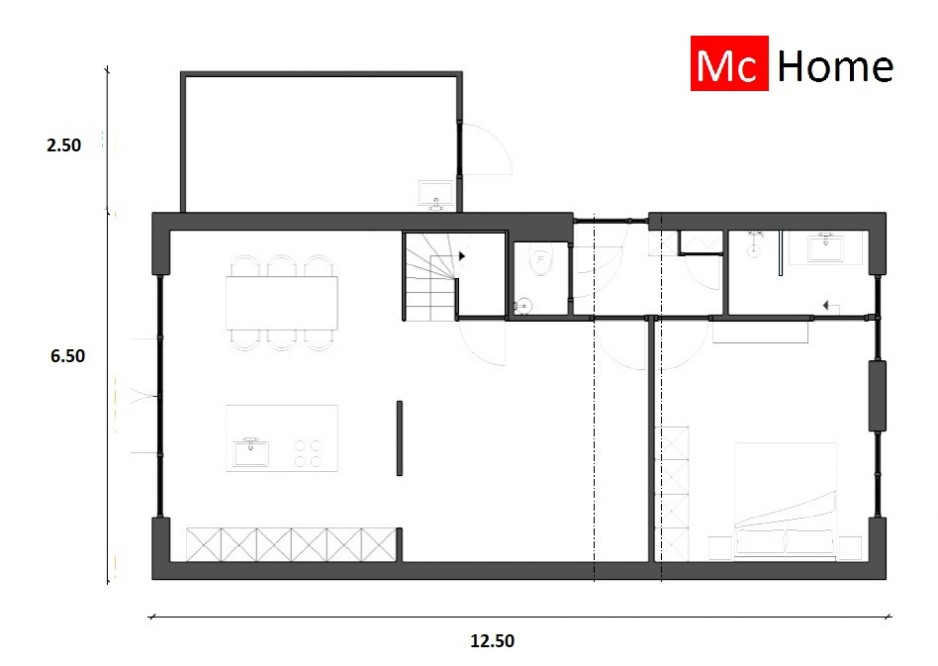 McHome K 122 schuurwoning ontwerp en plattegrond ATLANTA staalframebouw 