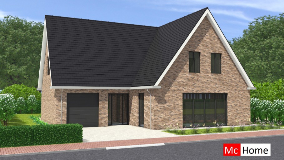 McHome K124 royale woning met zijbeuk prefab bouw STAALFRAMEBOUW Nederland steen uitvoering