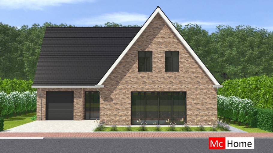 McHome K124 royale woning met zijbeuk prefab bouw STAALFRAMEBOUW Nederland steen uitvoering