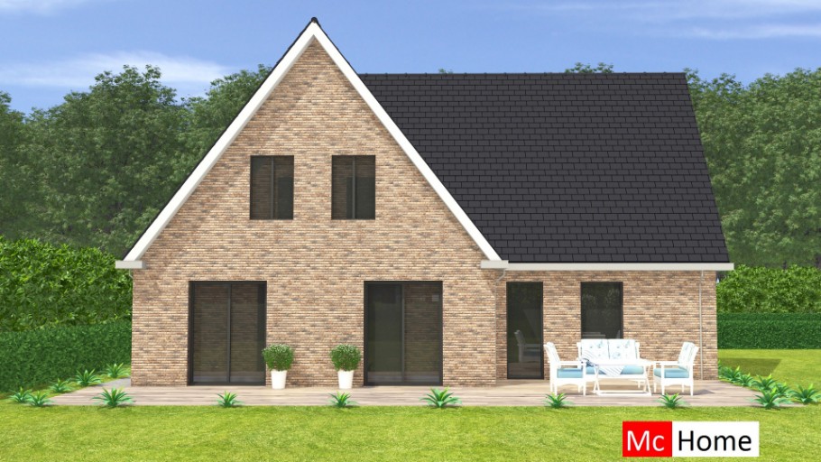 McHome K124 royale woning met zijbeuk prefab bouw STAALFRAMEBOUW Nederland steen uitvoering