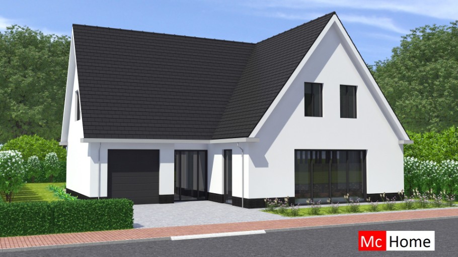 McHome K124 royale woning met zijbeuk prefab bouw STAALFRAMEBOUW Nederland steen uitvoering