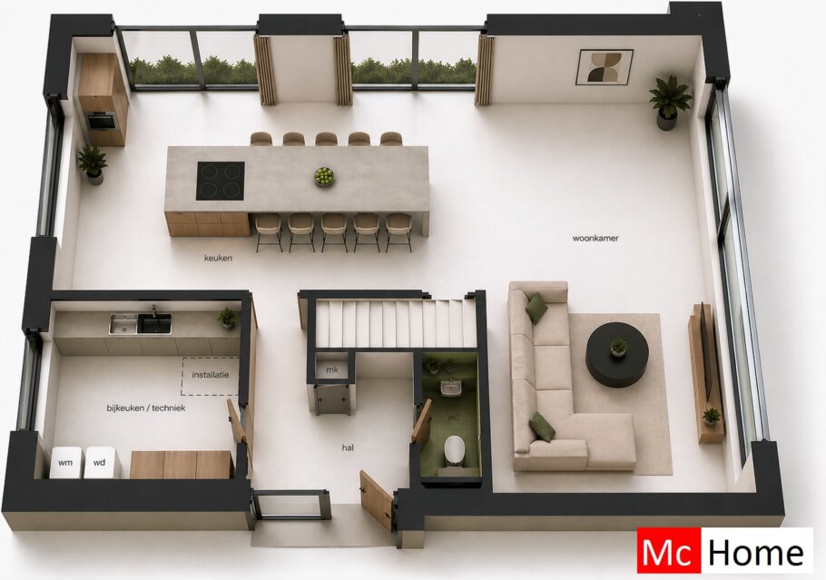 McHome.nl M406 moderne kubistische woning staalframe