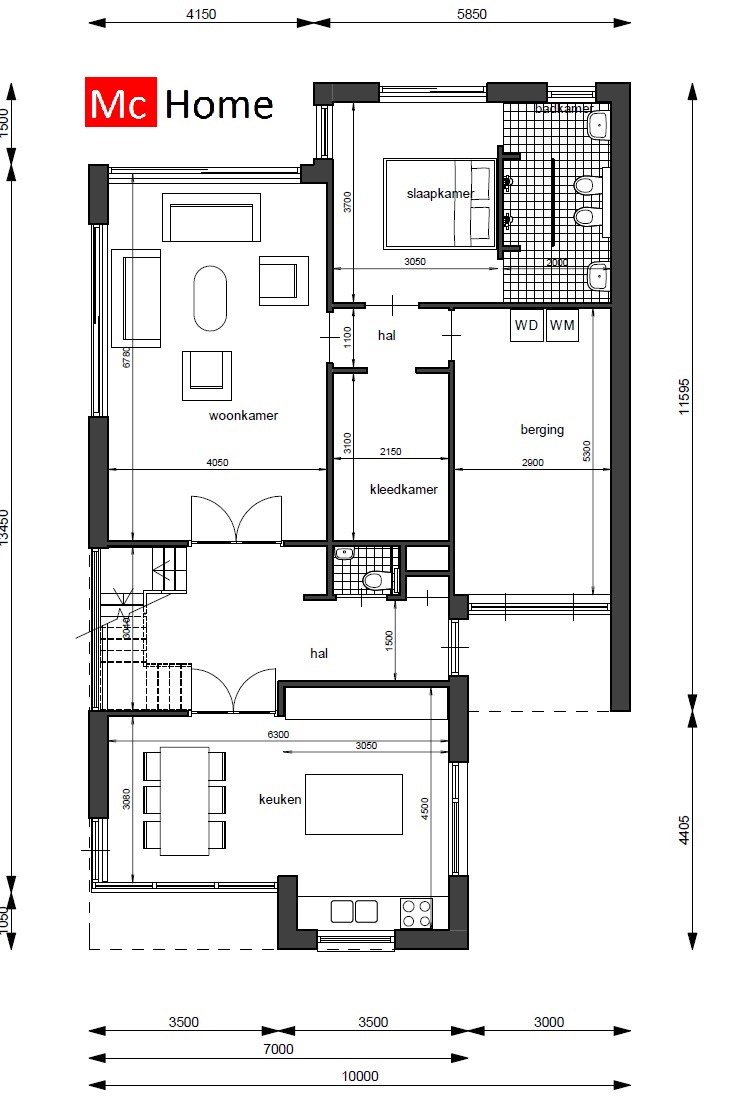 McHome M334 moderne kubistische levensloopbestendige woning gelijkvloers gastenverdieping 