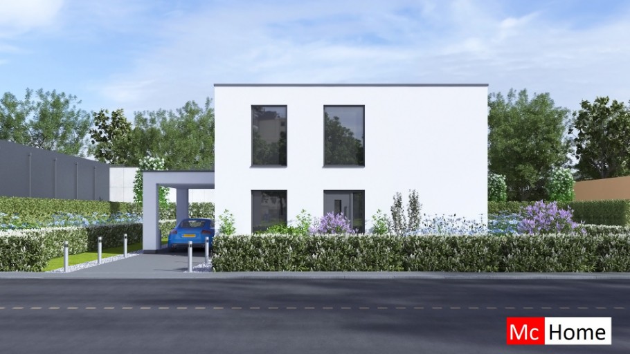 McHome M389 moderne levensloopbestendige woning met overdekt terras staalframebouw Nederland