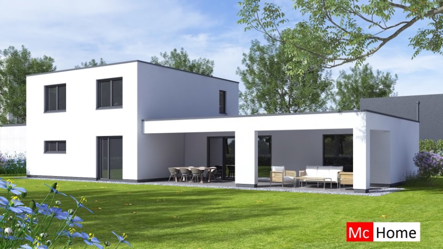 McHome M389 moderne levensloopbestendige woning met overdekt terras staalframebouw Nederland