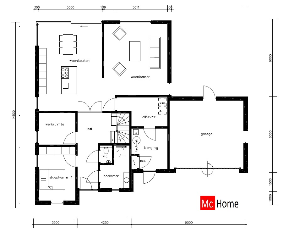 McHome M391 energieneutrale levensloopbestendige woning met garage ATLANTA MBS staalframe