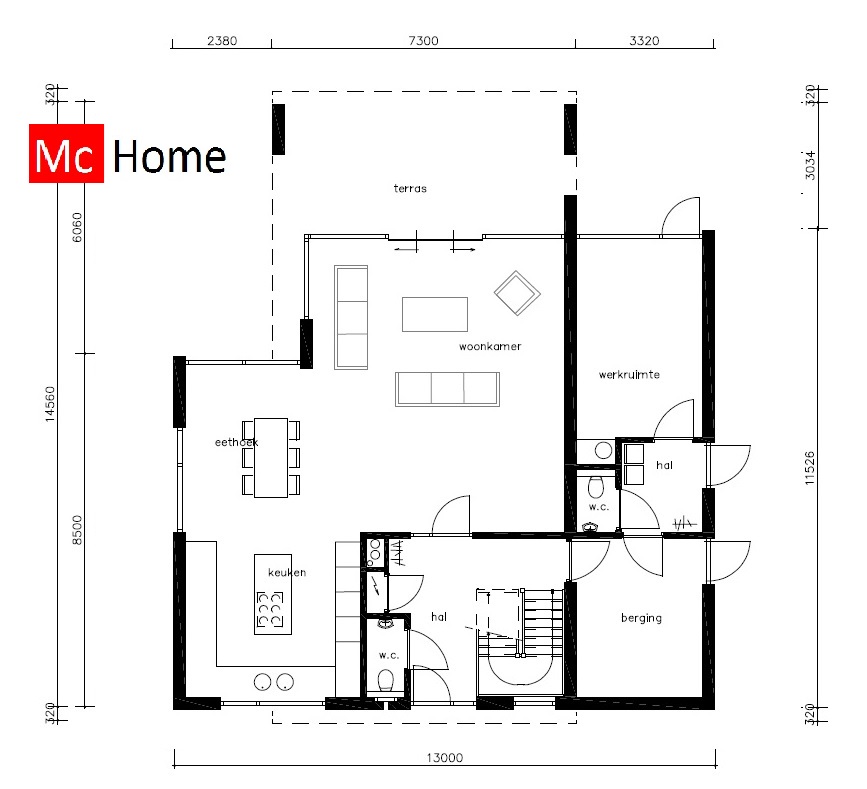 McHome modern kubistsich M362 met ATLANTA MBS Staalframebouw