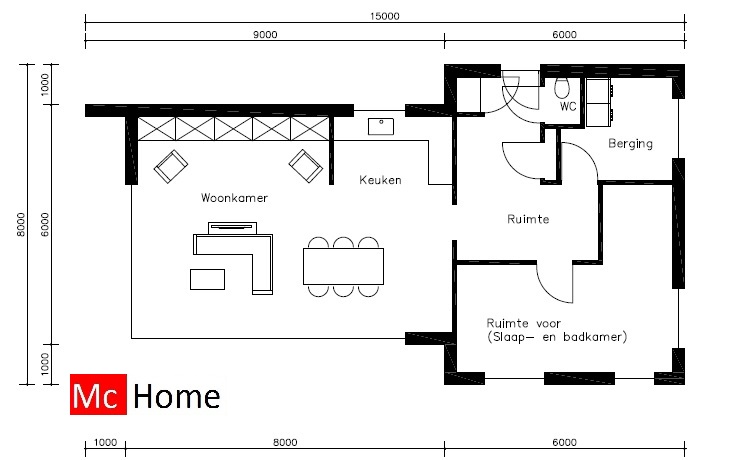 Moderne bungalow levensloopbestendige woning bouwen met veel glas energieneutraal in staalframebouw mc-home.nl B77 