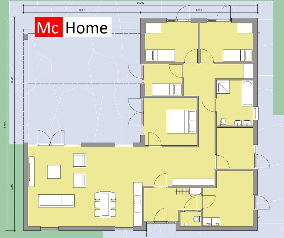 Moderne energieneutrale levensloopbestendige bungalow met vlak en plat dak B36 Mc-Home