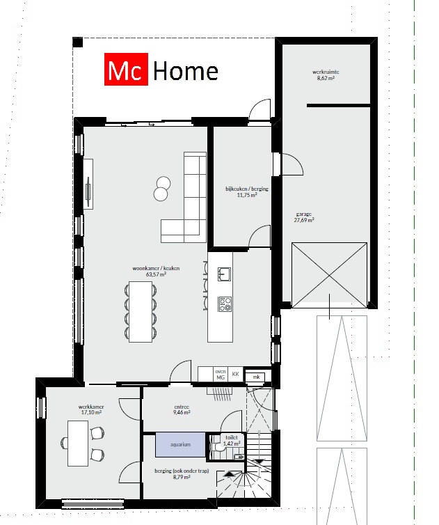 Moderne huizen architectuur villa met plat dak ontwerpen en bouwen M179 Mc-Home.nl