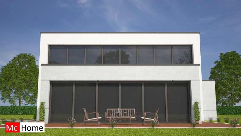 Moderne kubistische gelijksvloerse woning of bungalow met verdieping   bouwen slaapkamer en badkamer beneden B30