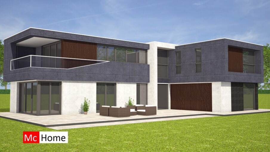 Moderne architectuur kubistische villa met balkon en vrije indeling Mc-Home M165