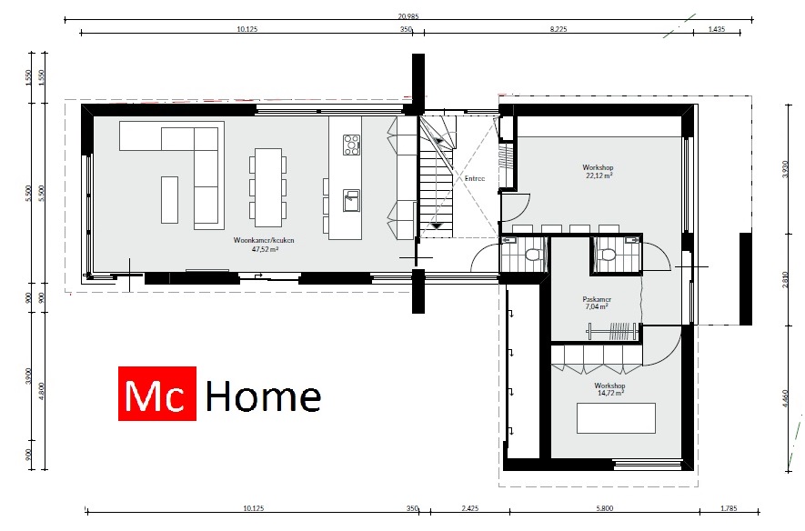 Moderne architectuur kubistische villa met balkon en vrije indeling Mc-Home M165