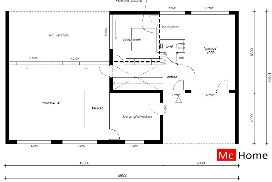 Moderne kubistische villa met garage terras en veel glas energieneutraal bouwen traditioneel of prefab mc-home.nl M122