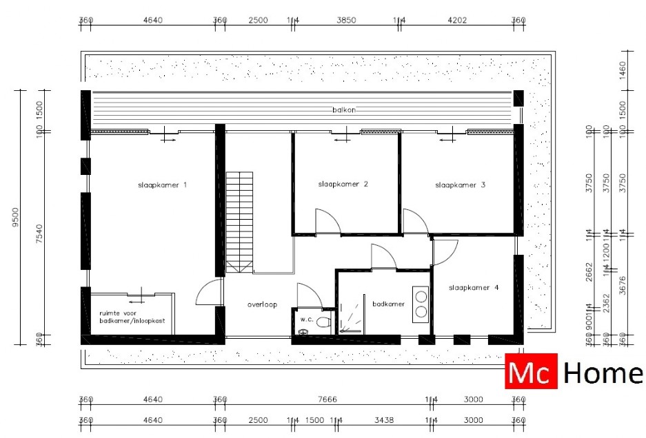 Moderne kubistische villawoning met inpandige garage aparte gastenruimte groot balkon MacHome M110