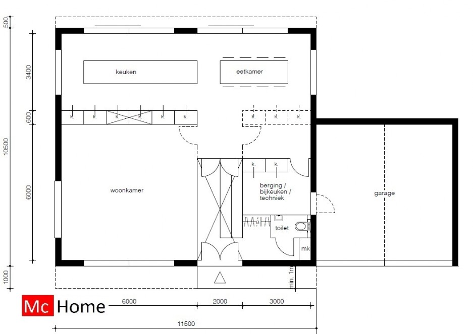 Moderne kubistische woning M112 vide overstekende verdieping veel glas natuursteen gevel