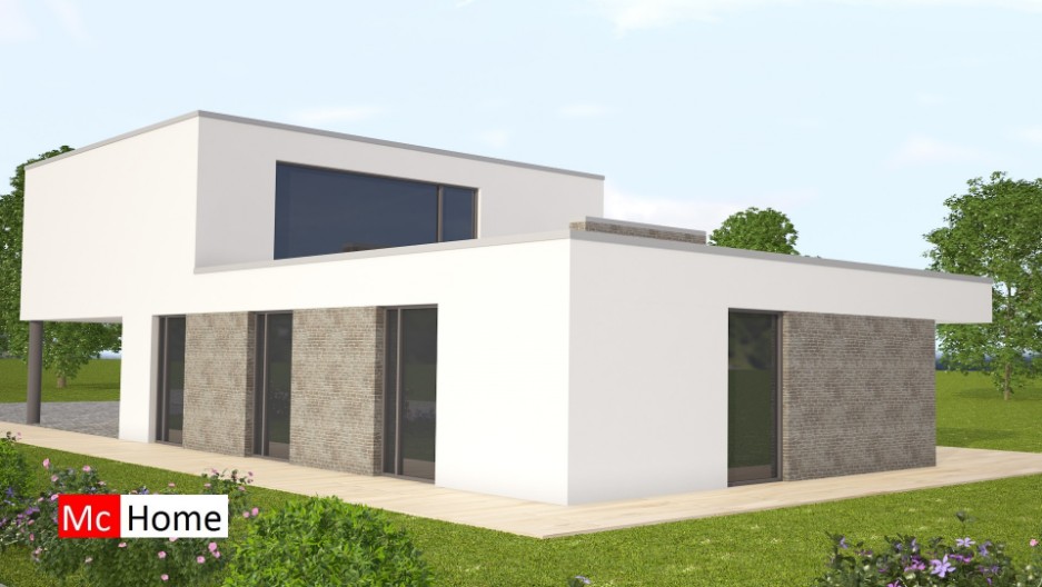 Moderne kubistische woning in eiegentijdse bouwstijl energiearm gebouwd. Mc-Home M118