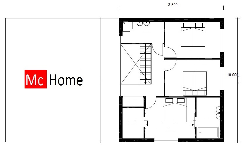 Moderne kubistische woning in eiegentijdse bouwstijl energiearm gebouwd. Mc-Home M118