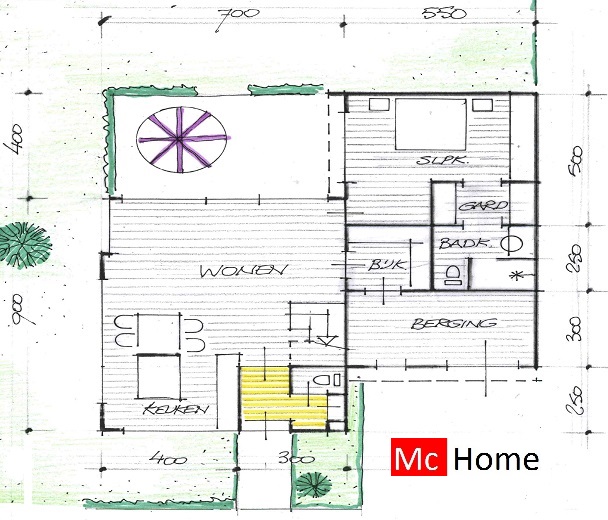 Moderne kubistische woning of bungalow met kleine verdieping energieneutraal bouwen met onderhoudsarme gevelbekleding M125 mc-home.nll