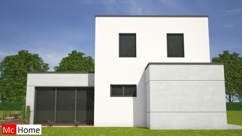 Moderne kubistische woning of bungalow met verdieping  bouwen slaapkamer en badkamer beneden M254