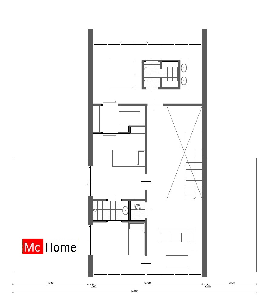 Moderne kubistische woningindeling Mc-Home.nl  M92