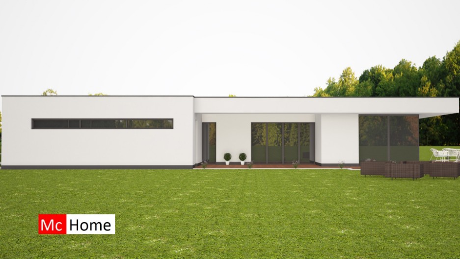 Moderne onderhoudsarme  bungalow met plat dak en overdekt terras Mc-Home B58