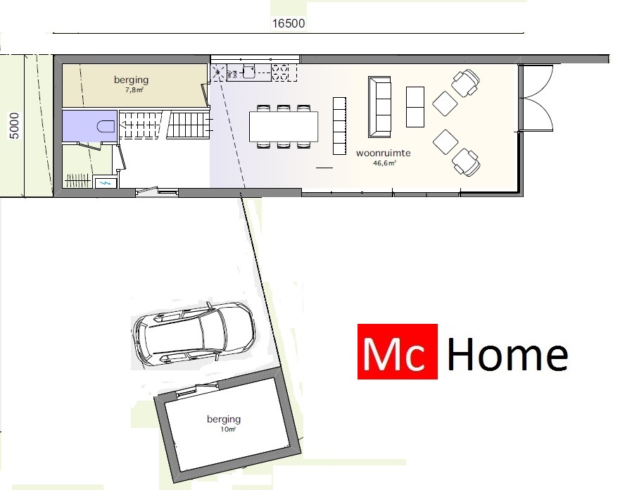 Moderne patiovilla woning met inpandige carport berging en veel ramen en glas en  overkappingen M105 www.Mc-Home