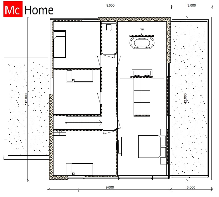 Moderne villa ontwerp en bouwen  met stuukwerk en natuursteen staalframe casco M217 Mc-Home 