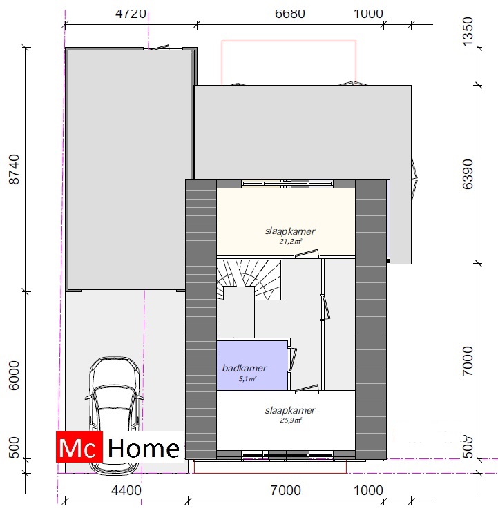 Moderne woning met een kap passief enenergieneutraal gebouw in staalframebouw K49 MAC-HOME