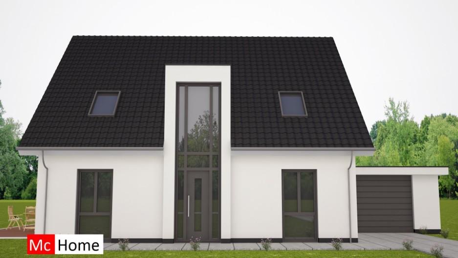 Moderne woning met hellend dak kap en garage energieneutraal en prefabb bouwen Mc-Home K69