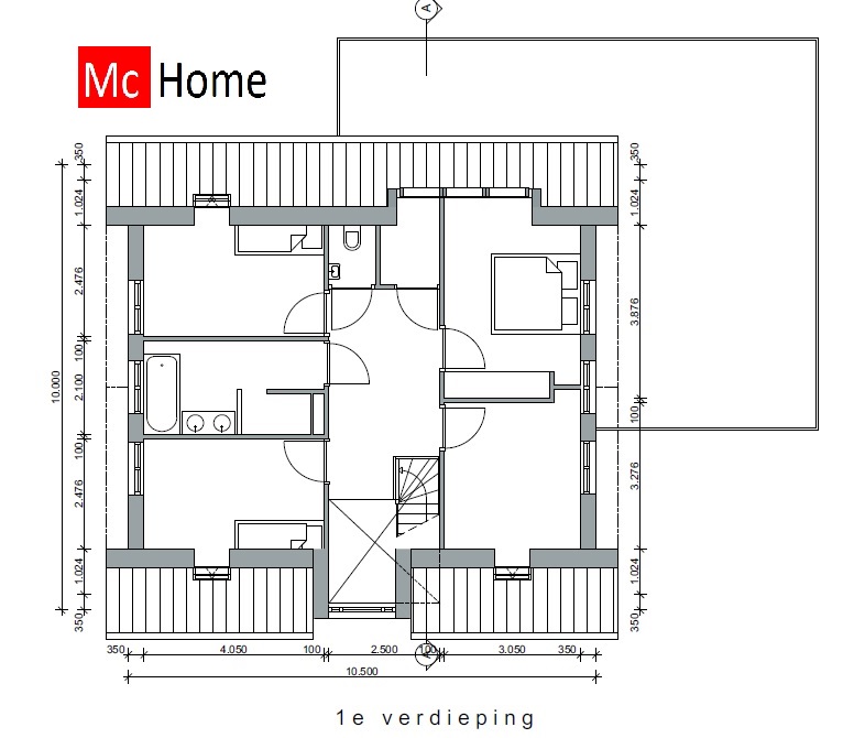 Moderne woning met hellend dak kap en garage energieneutraal en prefabb bouwen Mc-Home K69