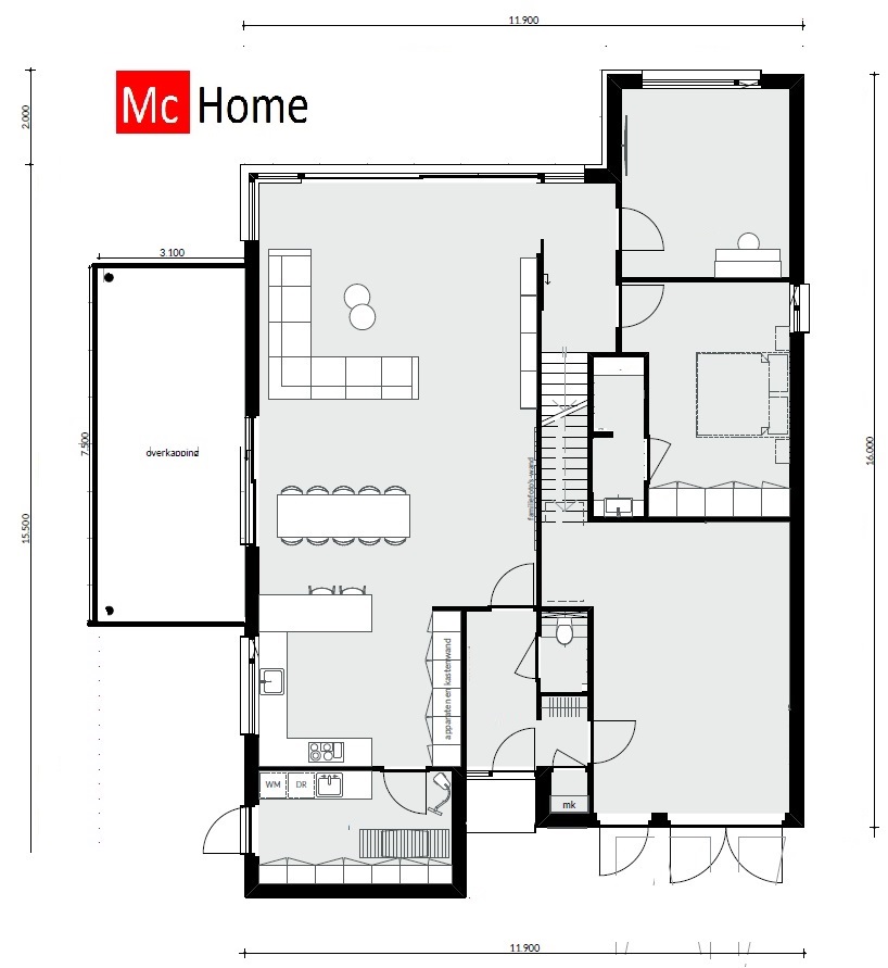 Moderne woning onder Architectuur kubistisch prijzen M246 Mc-Home passief bouwen in staalframebouwe