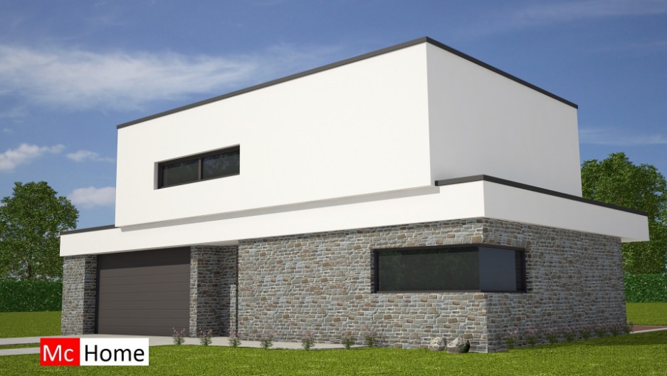 Mooie moderne kubistische woning met overdekt terras  natuursteen energieneutraal bouwen www.mc-home.nl M132