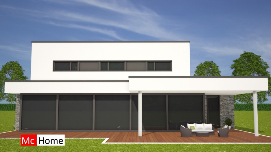 Mooie moderne kubistische woning met overdekt terras  natuursteen energieneutraal bouwen www.mc-home.nl M132