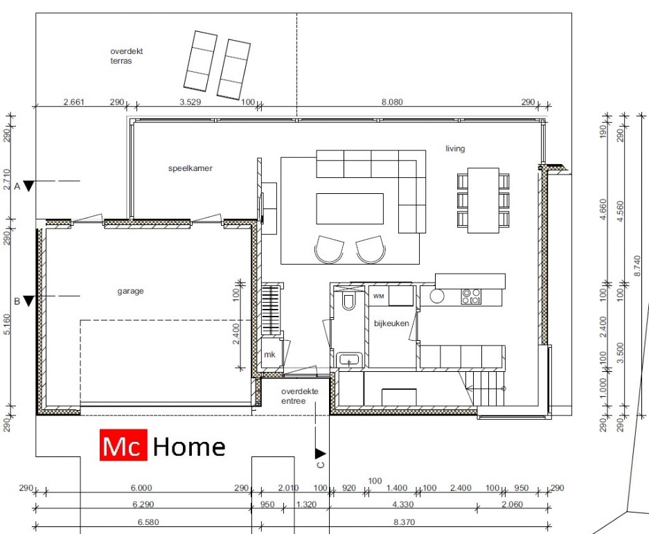 Mooie moderne kubistische woning met overdekt terras  natuursteen energieneutraal bouwen www.mc-home.nl M132