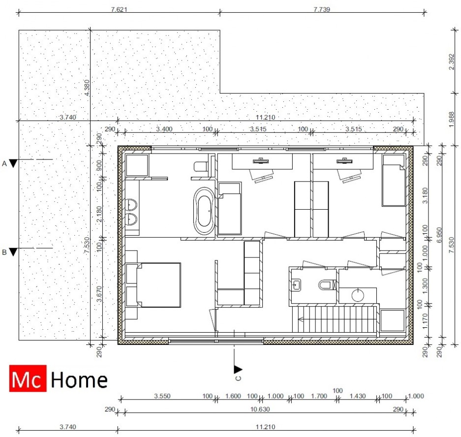 Mooie moderne kubistische woning met overdekt terras  natuursteen energieneutraal bouwen www.mc-home.nl M132