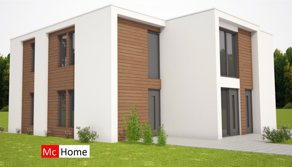 Mooie moderne villa onder Architectuur prefab passief bouwen met staalframe Mc-Home M172