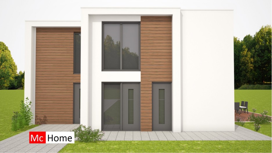 Mooie moderne villa onder Architectuur prefab passief bouwen met staalframe Mc-Home M172