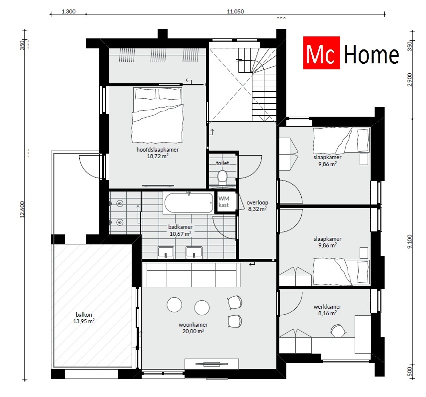 Mooie moderne villa onder Architectuur prefab passief bouwen met staalframe Mc-Home M172