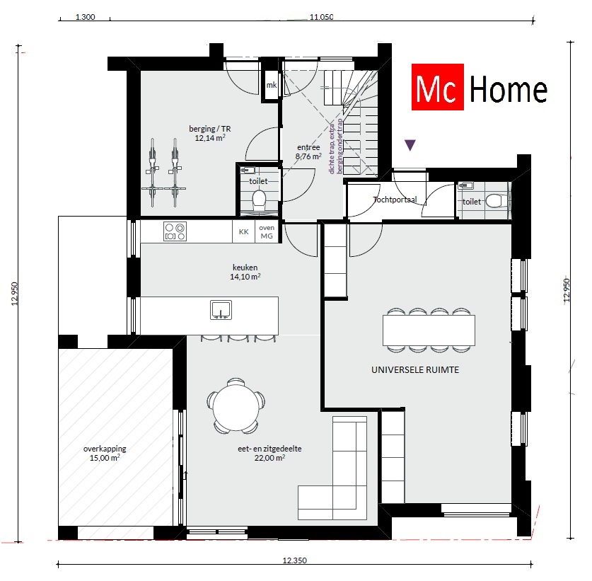 Mooie moderne villa onder Architectuur prefab passief bouwen met staalframe Mc-Home M172