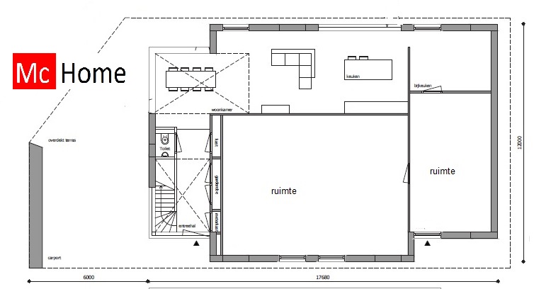 Prachtige woon-werk villa met grote vrije ruimtes  staalframebouw Mc-Home M256