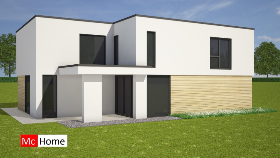 Strakke moderne villa onderhoudsvrij energieneutraal prefab bouwmethode Mc-Home M32