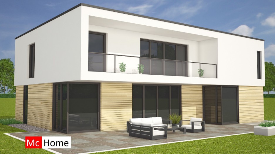 Strakke moderne villa onderhoudsvrij energieneutraal prefab bouwmethode Mc-Home M32