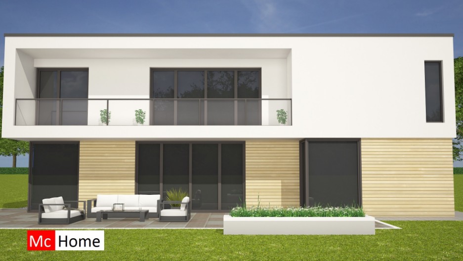 Strakke moderne villa onderhoudsvrij energieneutraal prefab bouwmethode Mc-Home M32