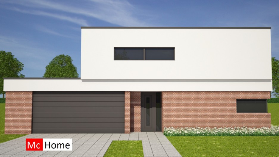 Strakke moderne vrijstaande villa met grote inpandige garage groot overdekt terras Mc-home M148